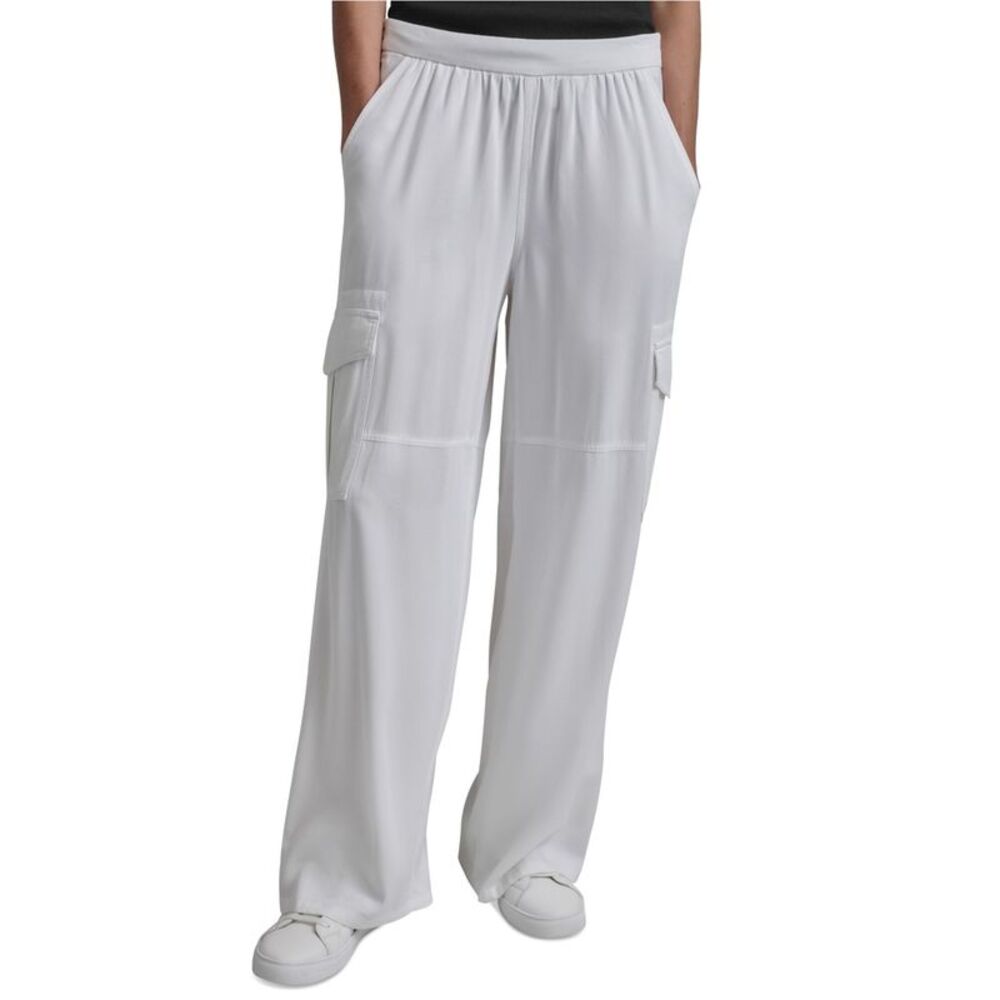 DKNY Womens Twill Wide Leg Cargo Casual Pants, NWT